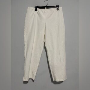 Eileen Fisher Pull-on Elastic Waist Pants Size XL Side Zipper Cropped White